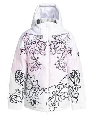 Roxy X Rowley Women's Technical Puffer Snow Jacket - Bright White / Laurel Floral