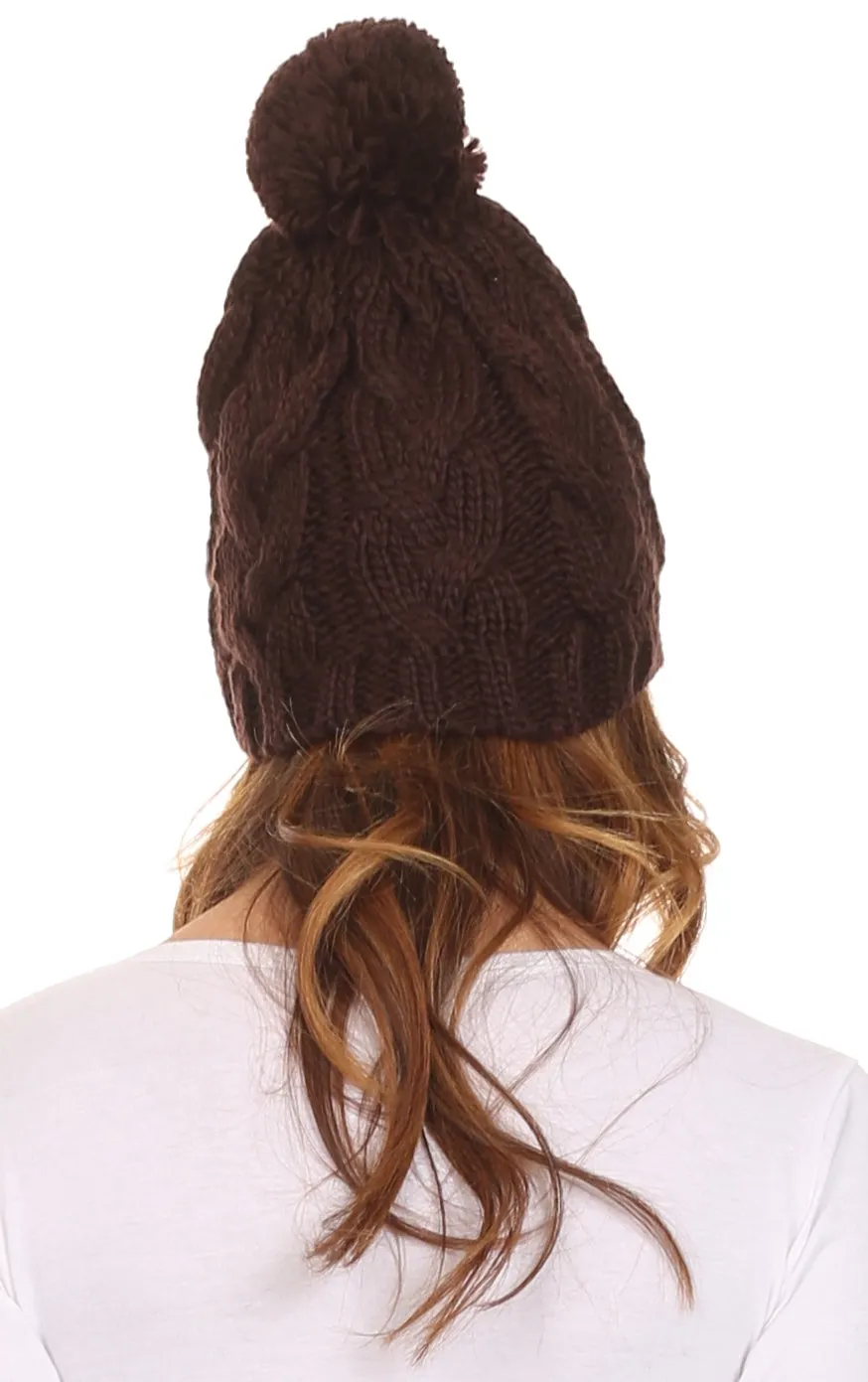 Sakkas Tabb Unisex Cable Knit Pom Pom Bobble Beanie Hat