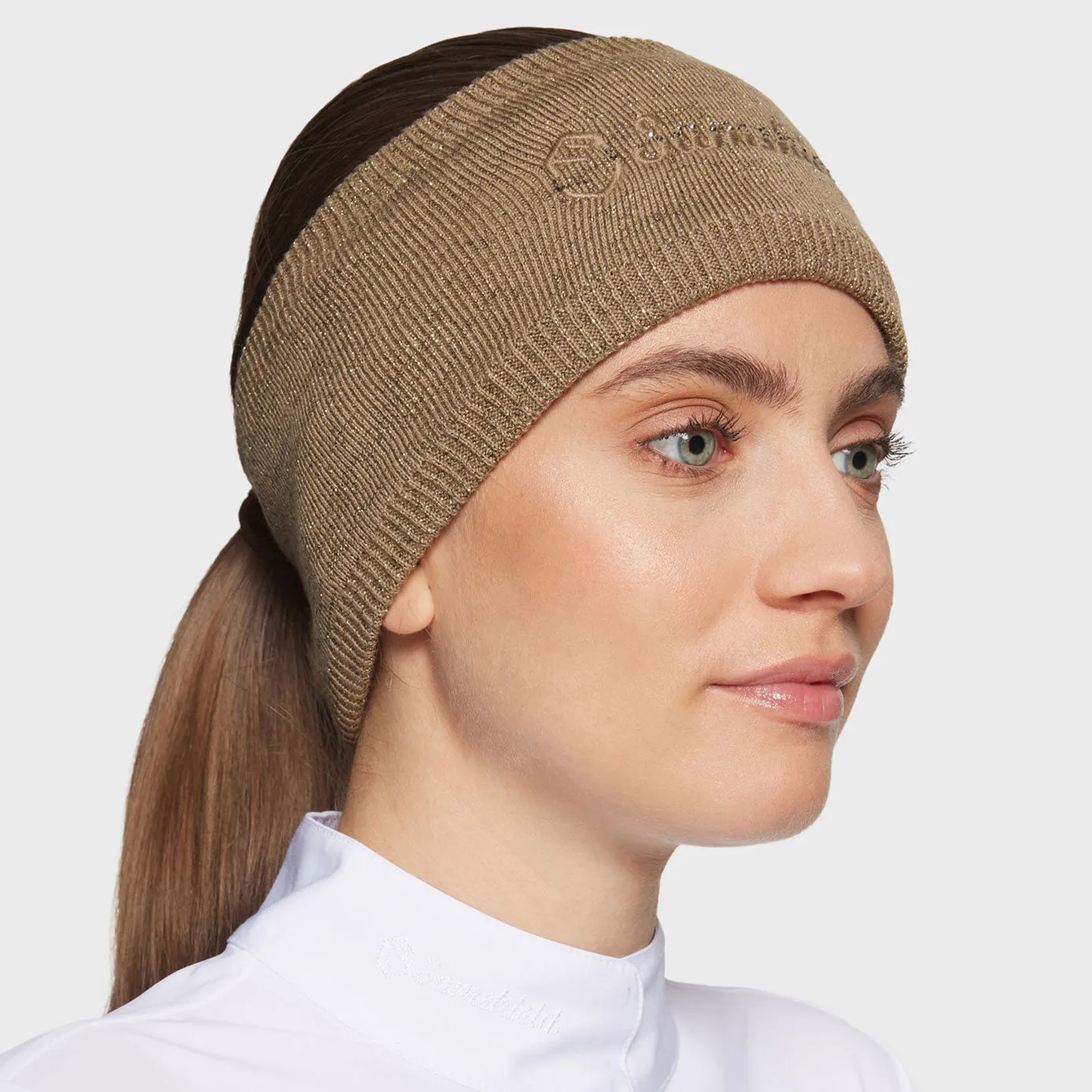 Samshield Amalie Crystal Headband - Camel/Gold Lurex