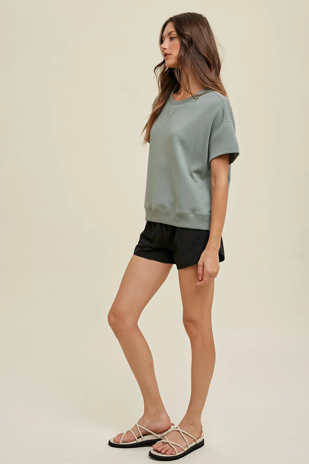 Scuba knit drop shoulder top