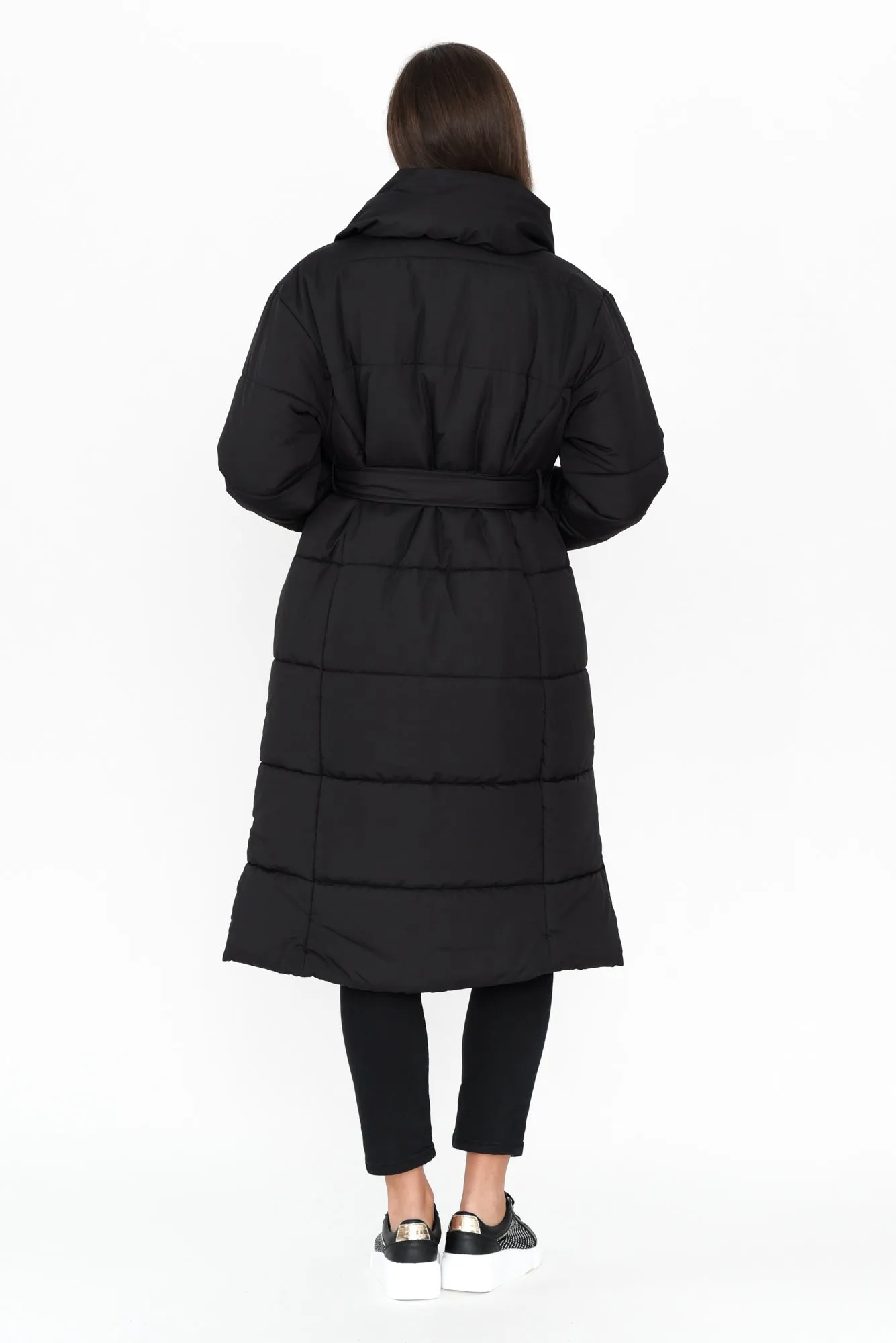 Shawl Black Tie Puffer Coat