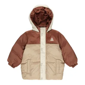 Ski Puffer Jacket - Brick Color Block