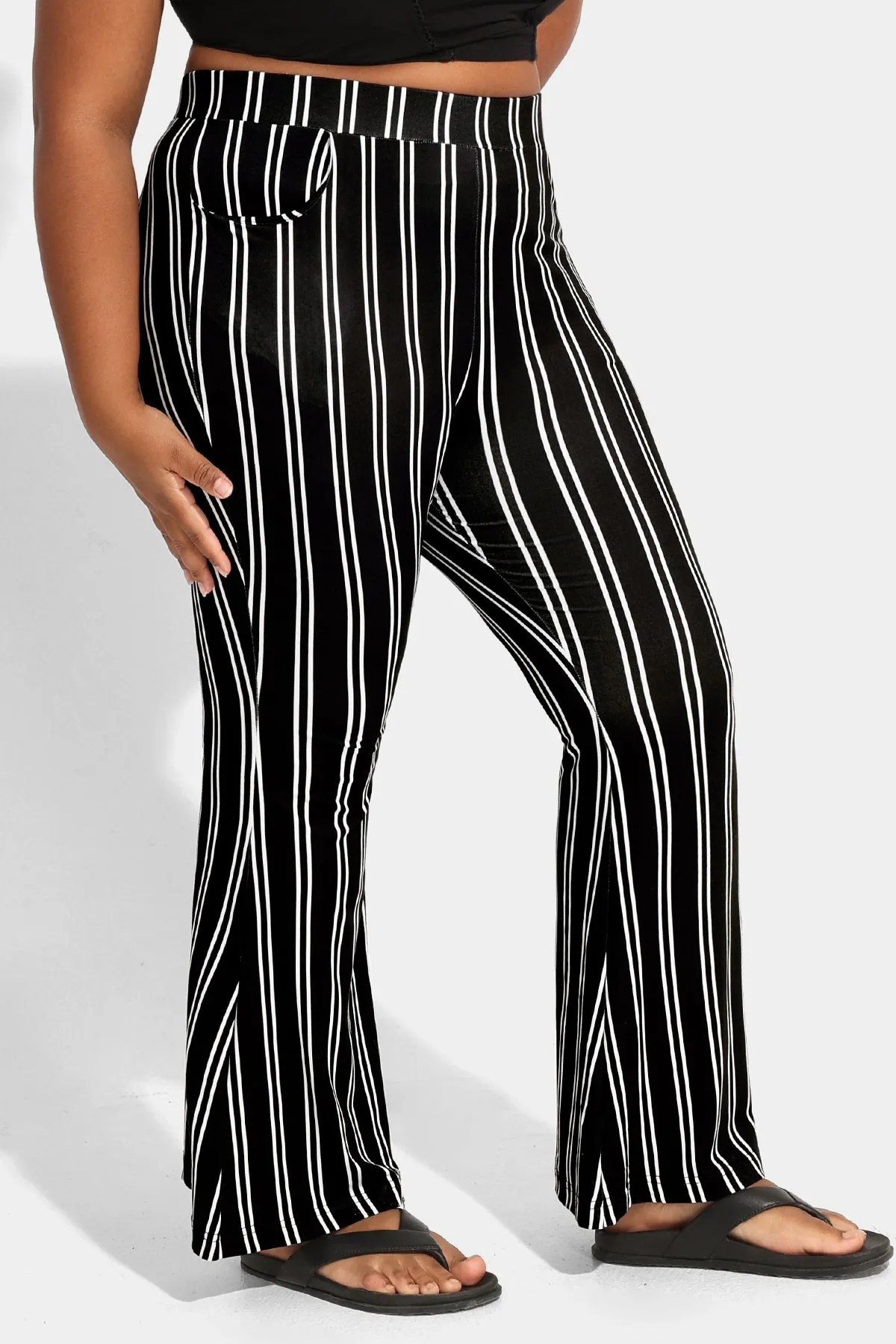 Striped Flared Streetwear Wide Leg Pants with Pockets