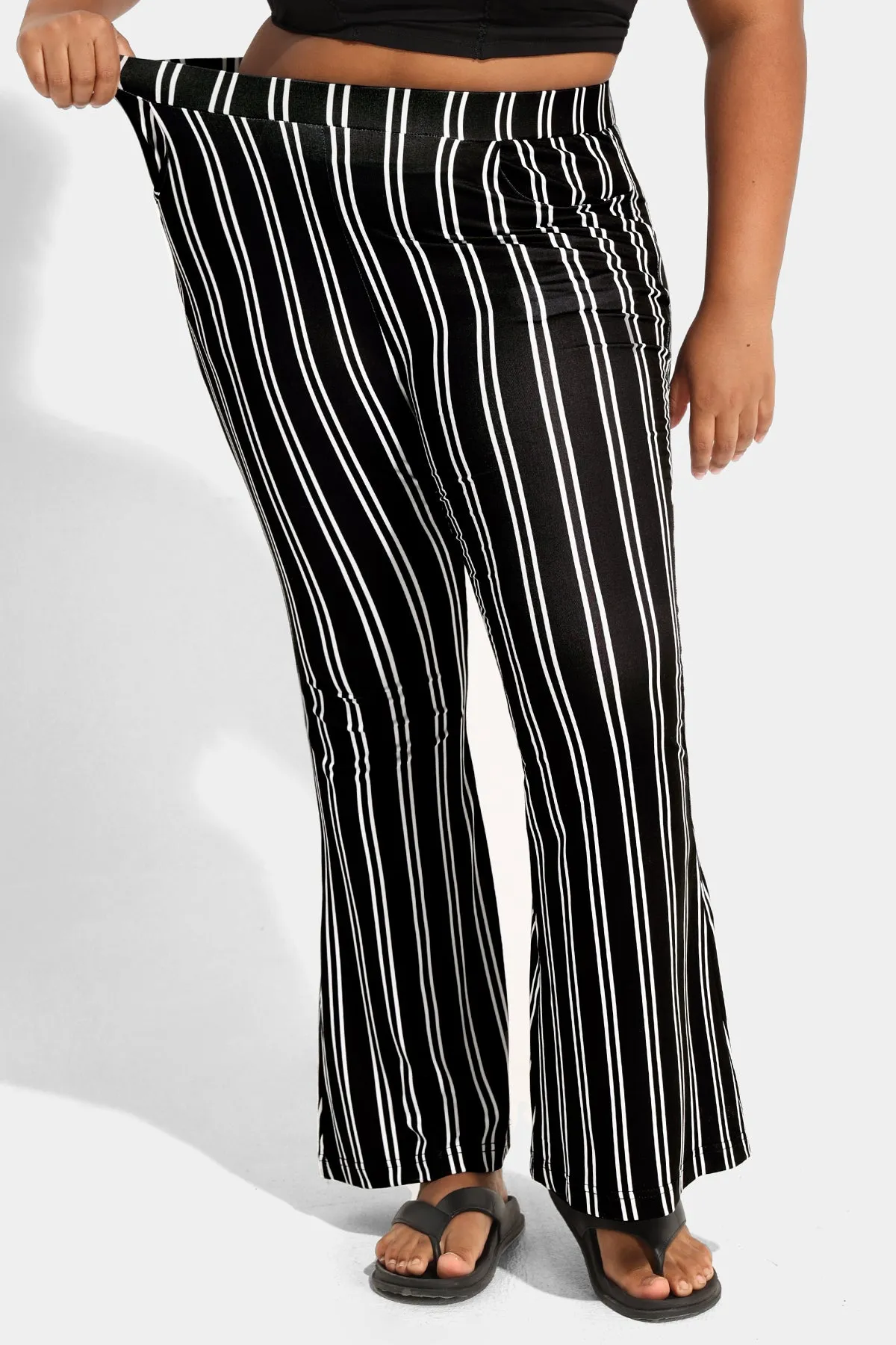 Striped Flared Streetwear Wide Leg Pants with Pockets