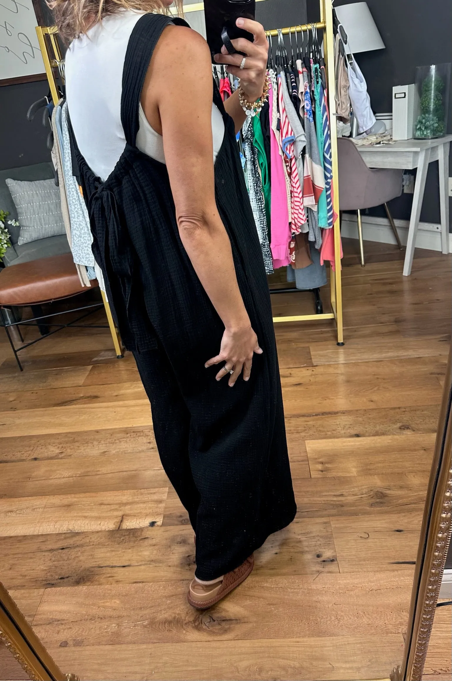 The Dakota Wide-Leg Overall Jumpsuit - Black