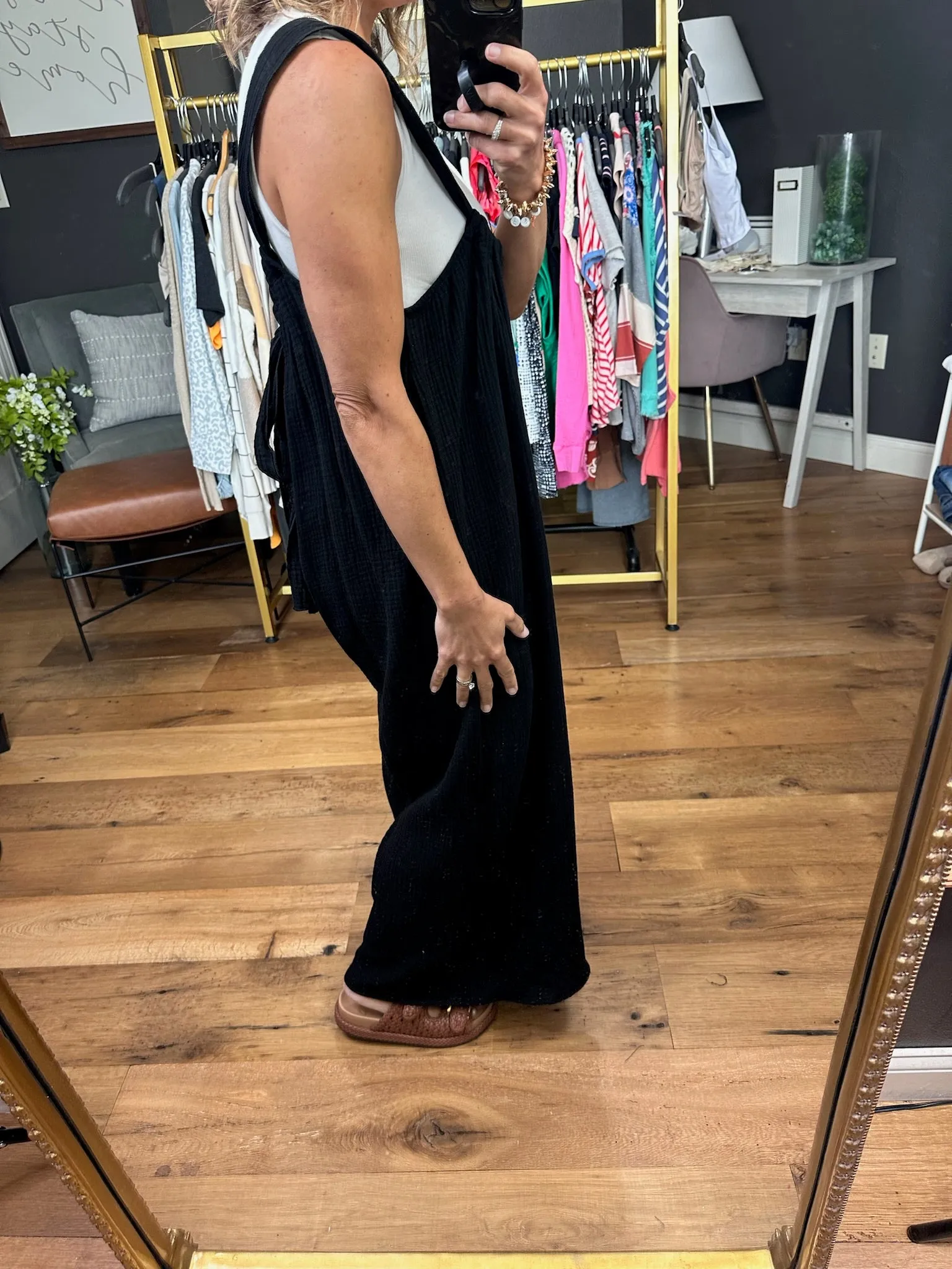 The Dakota Wide-Leg Overall Jumpsuit - Black