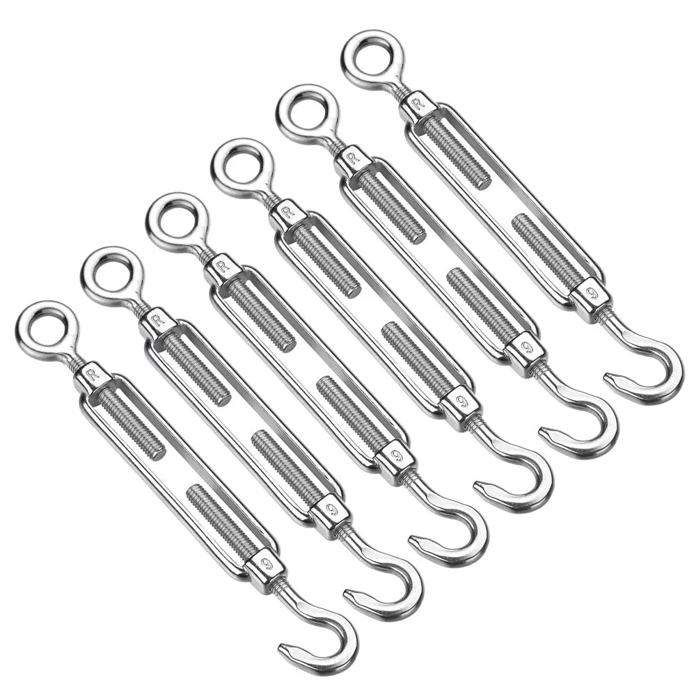 TheLAShop M6 Hook & Eye Turnbuckle 6pcs Duty Wire Rope Tension