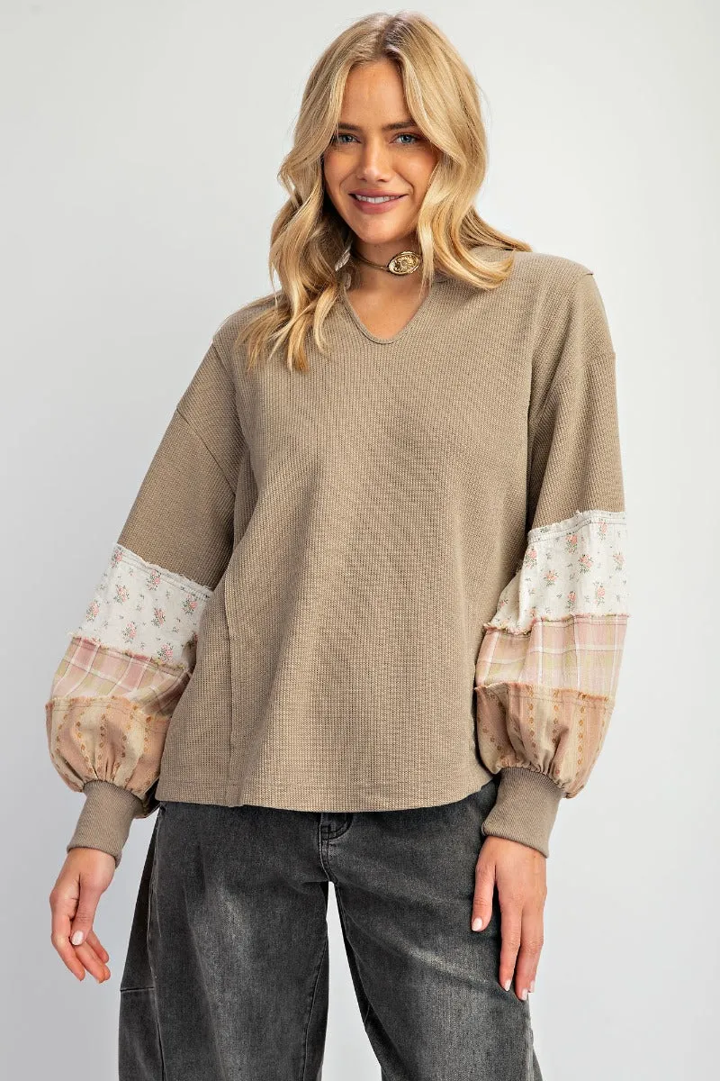 Thermal mineral washed knit pullover