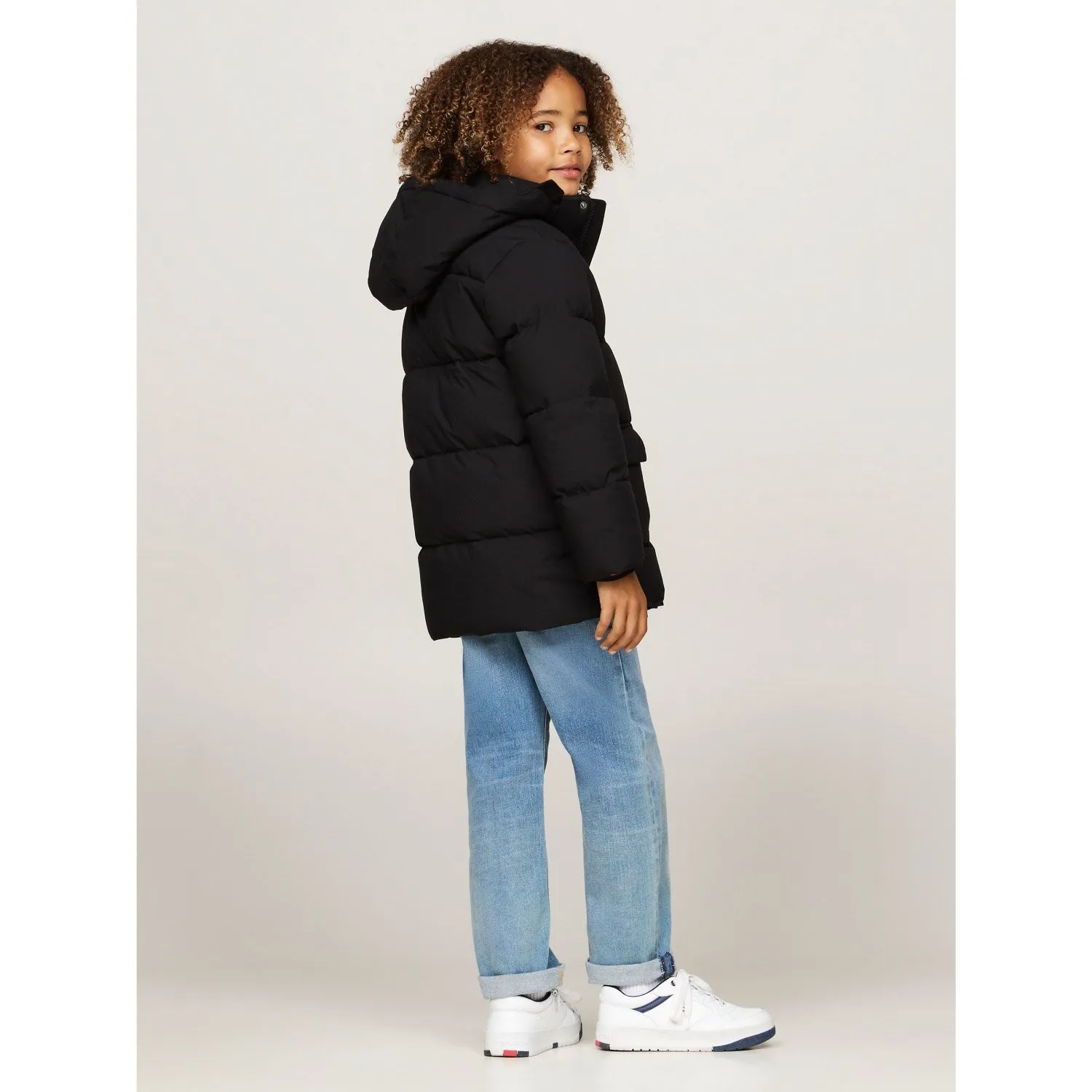 Tommy Hilfiger Black Monotype Ribstop Puffer Jacket