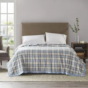 True North by Sleep Philosophy Micro Fleece All Season Blanket, Full/Queen, Blue Plaid