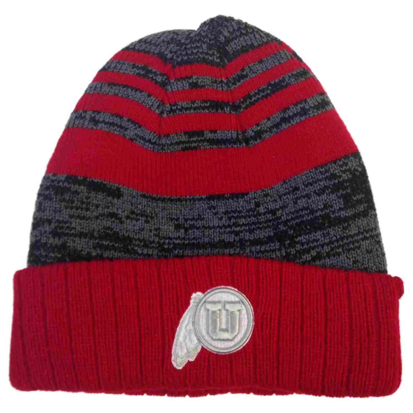 Utah Utes TOW Red Gray Echo Striped Cuffed Knit Winter Hat Cap Beanie