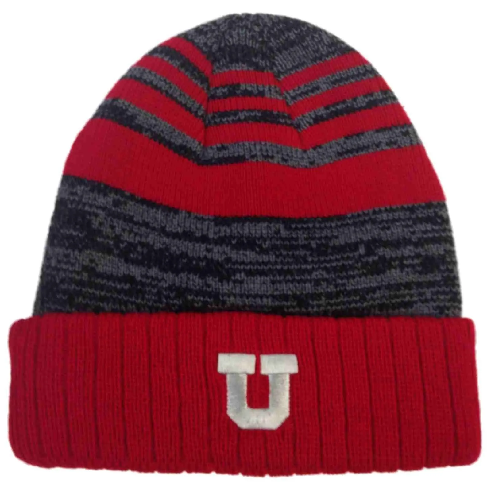 Utah Utes TOW Red Gray Echo Striped Cuffed Knit Winter Hat Cap Beanie