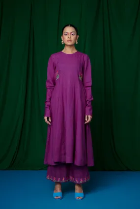 Violet Linen Anarkali Kurta Set