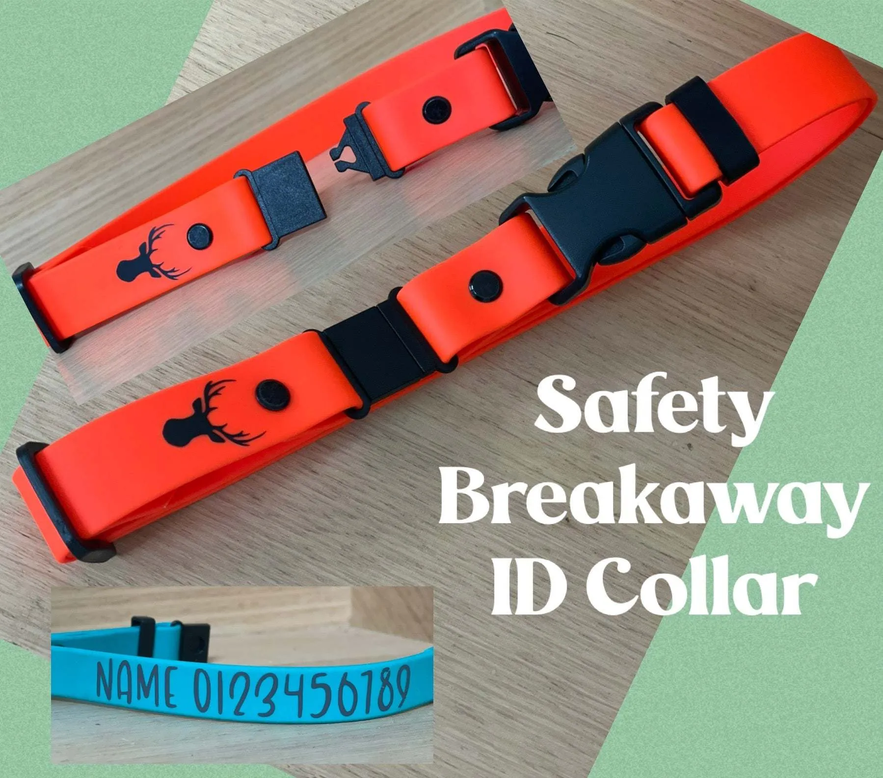 Waterproof Safety Breakaway ID Collar for Dogs Big and Tiny