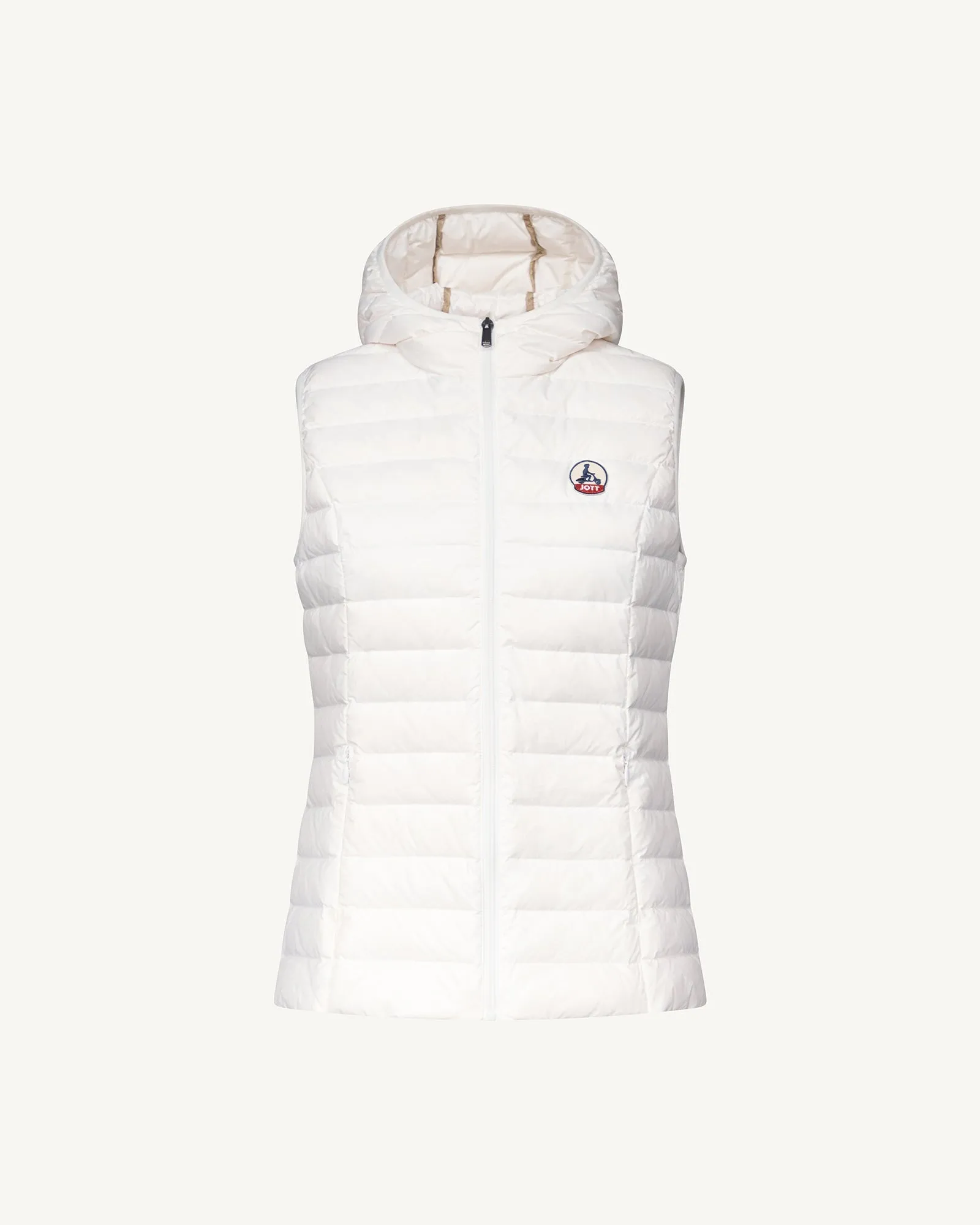 White Mali lightweight sleeveless hooded puffer jacket