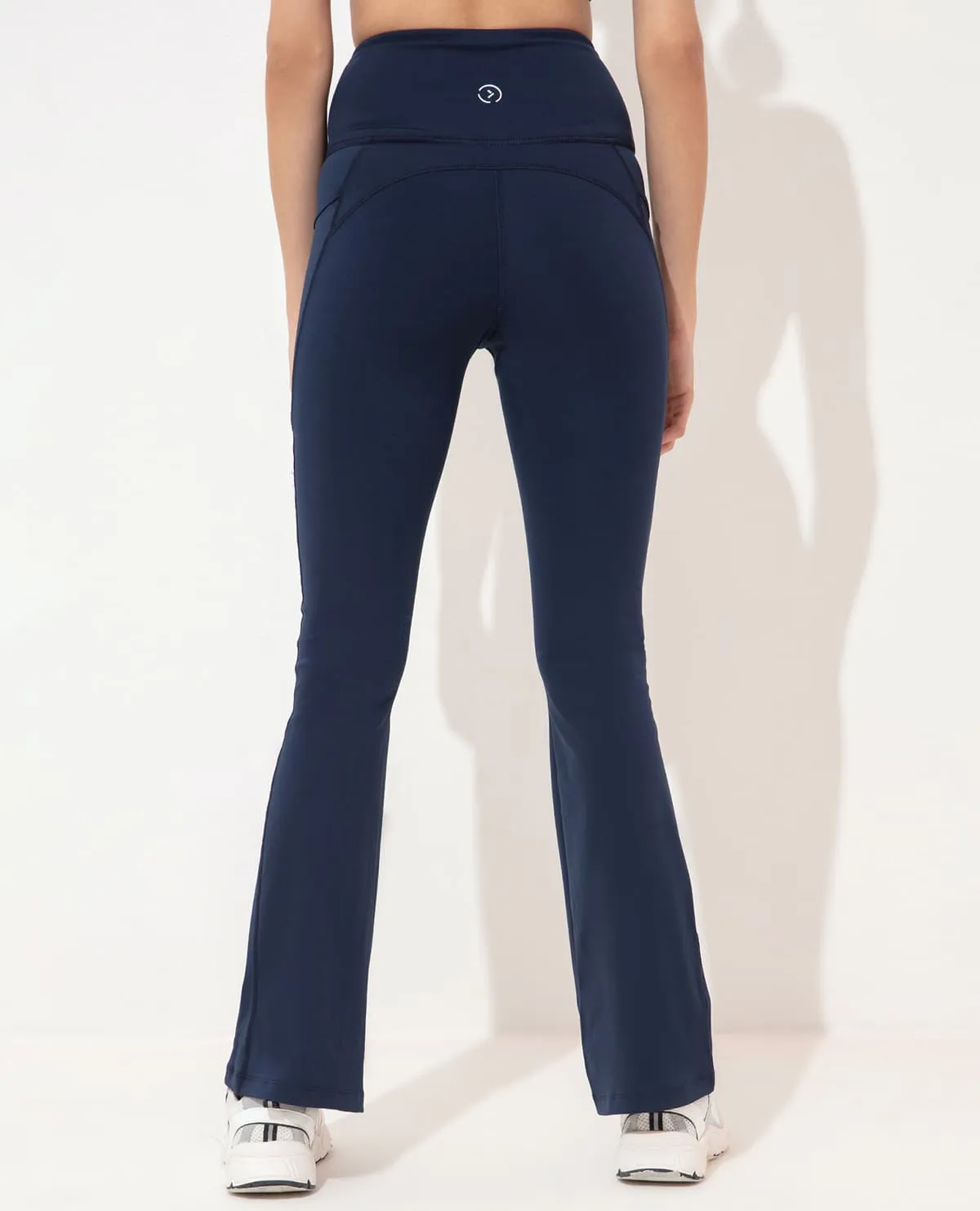 Women Stretchable Long Length Flared Pants Navy