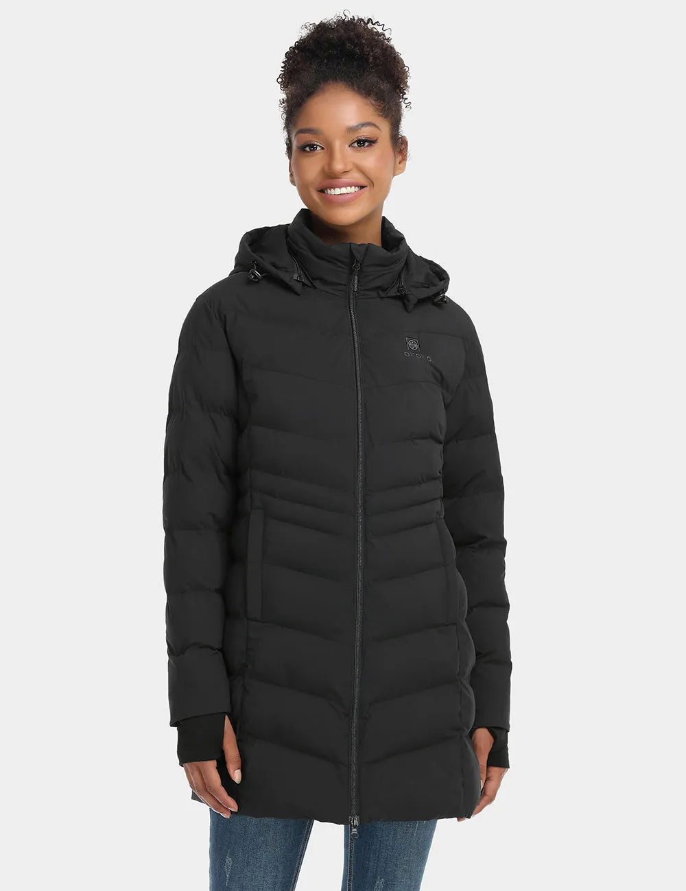 Women's Heated Thermolite® Puffer Parka Jacket - Black/White