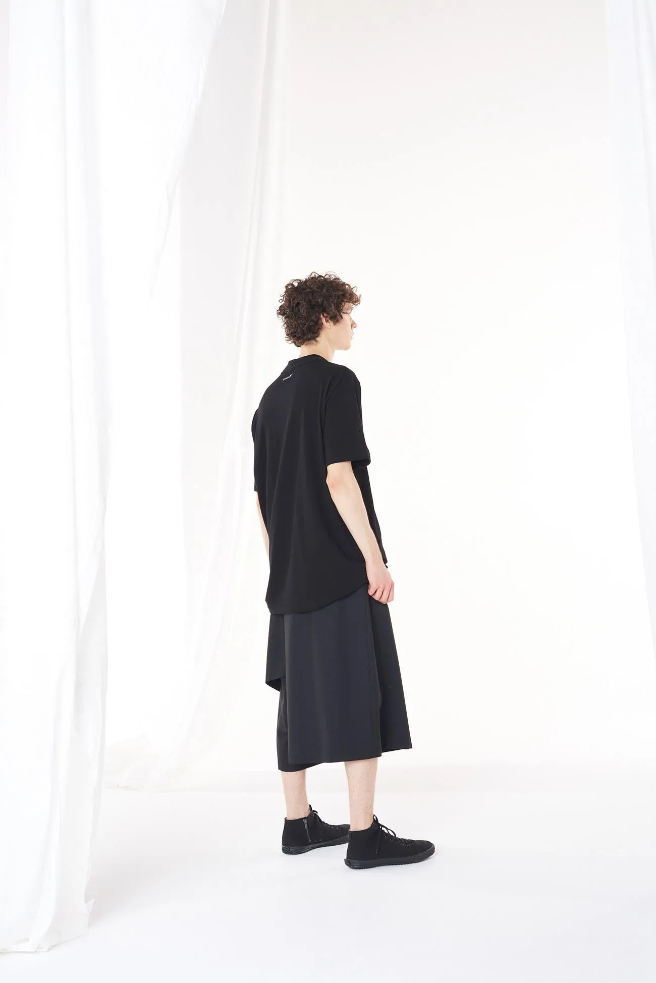 WOOL/POLYESTER GABARDINE FLARED WRAP PANTS