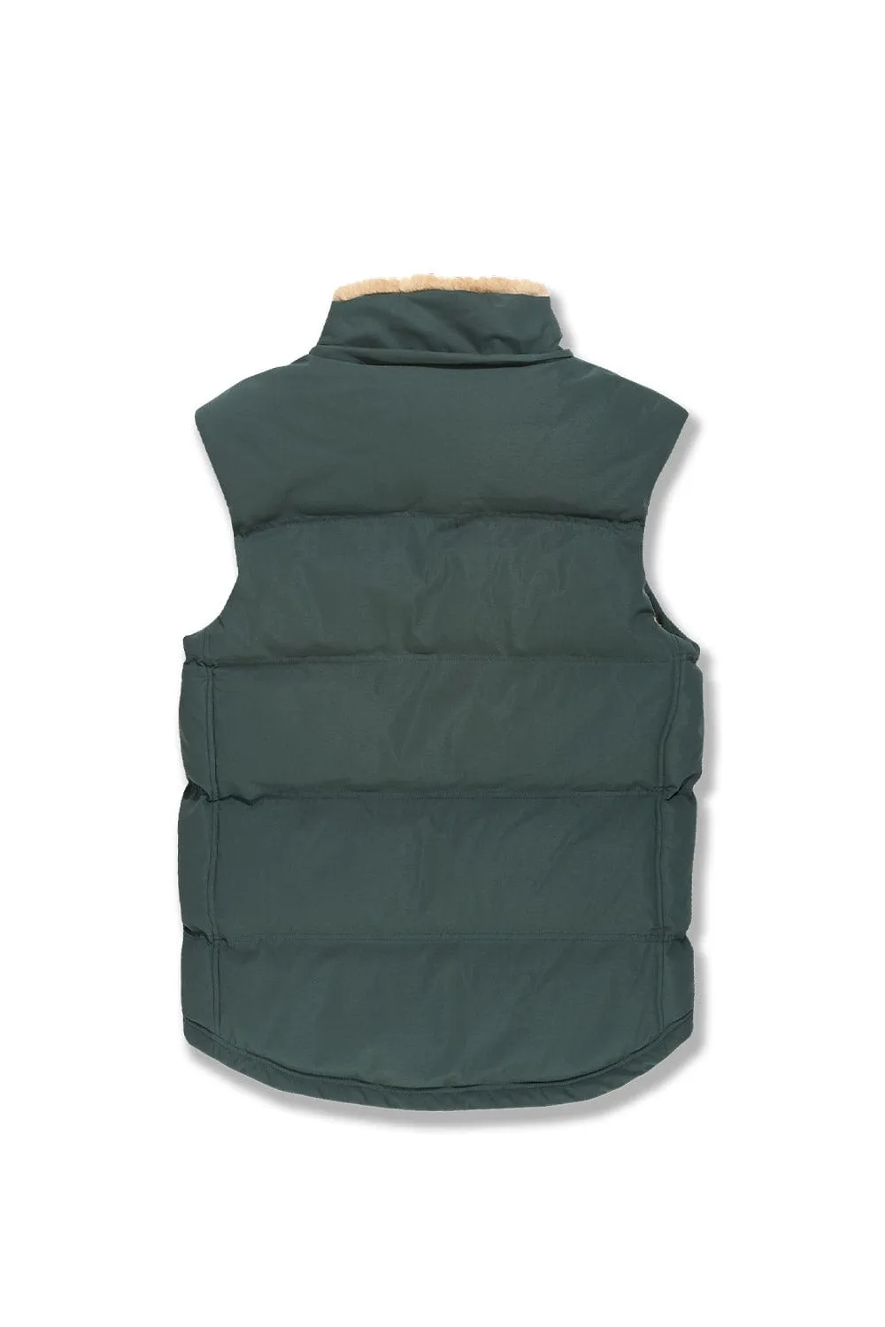 Yukon Fur Lined Puffer Vest (Dark Olive)