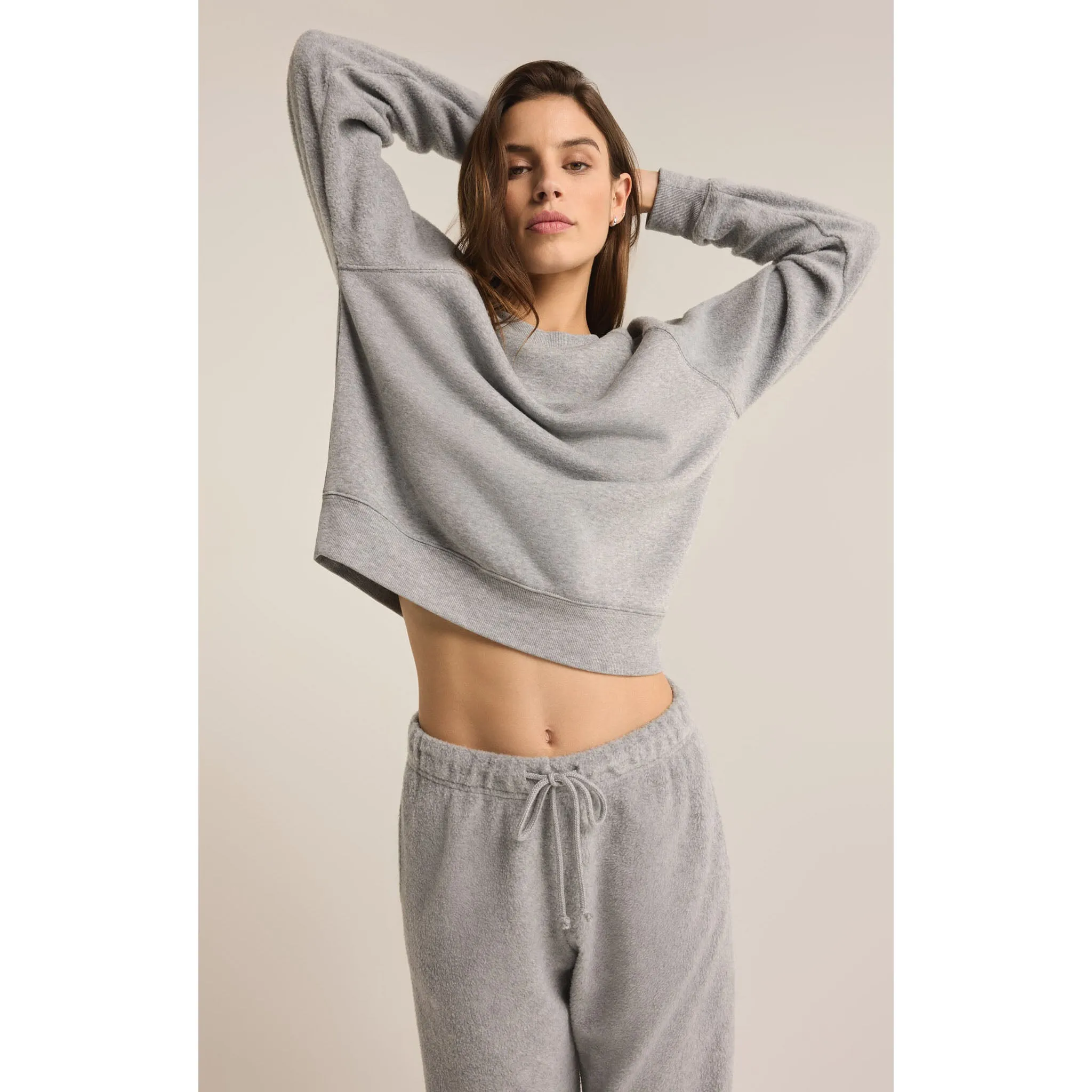 Z Supply Saldana Reverse Fleece Top in Classic Heather Grey