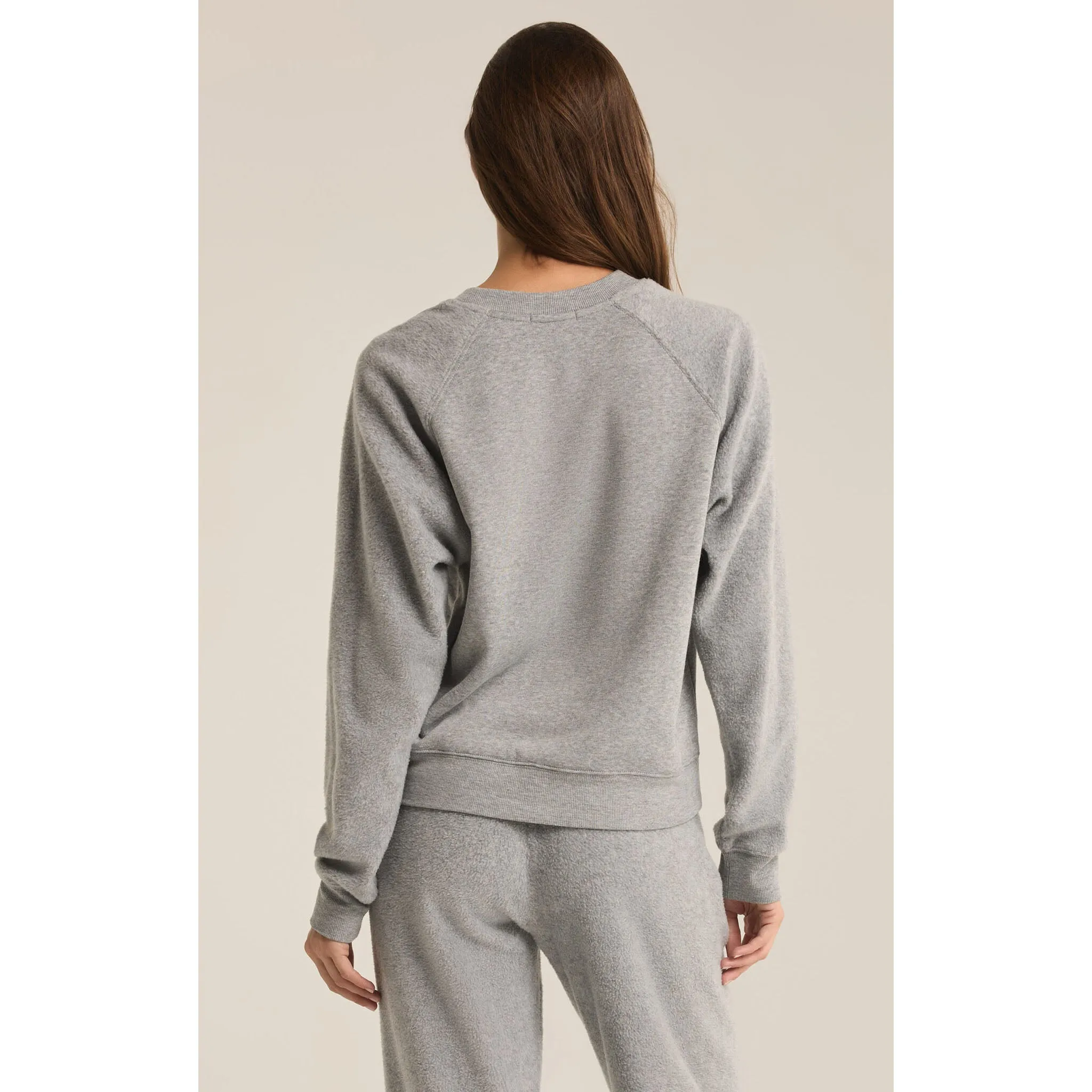 Z Supply Saldana Reverse Fleece Top in Classic Heather Grey