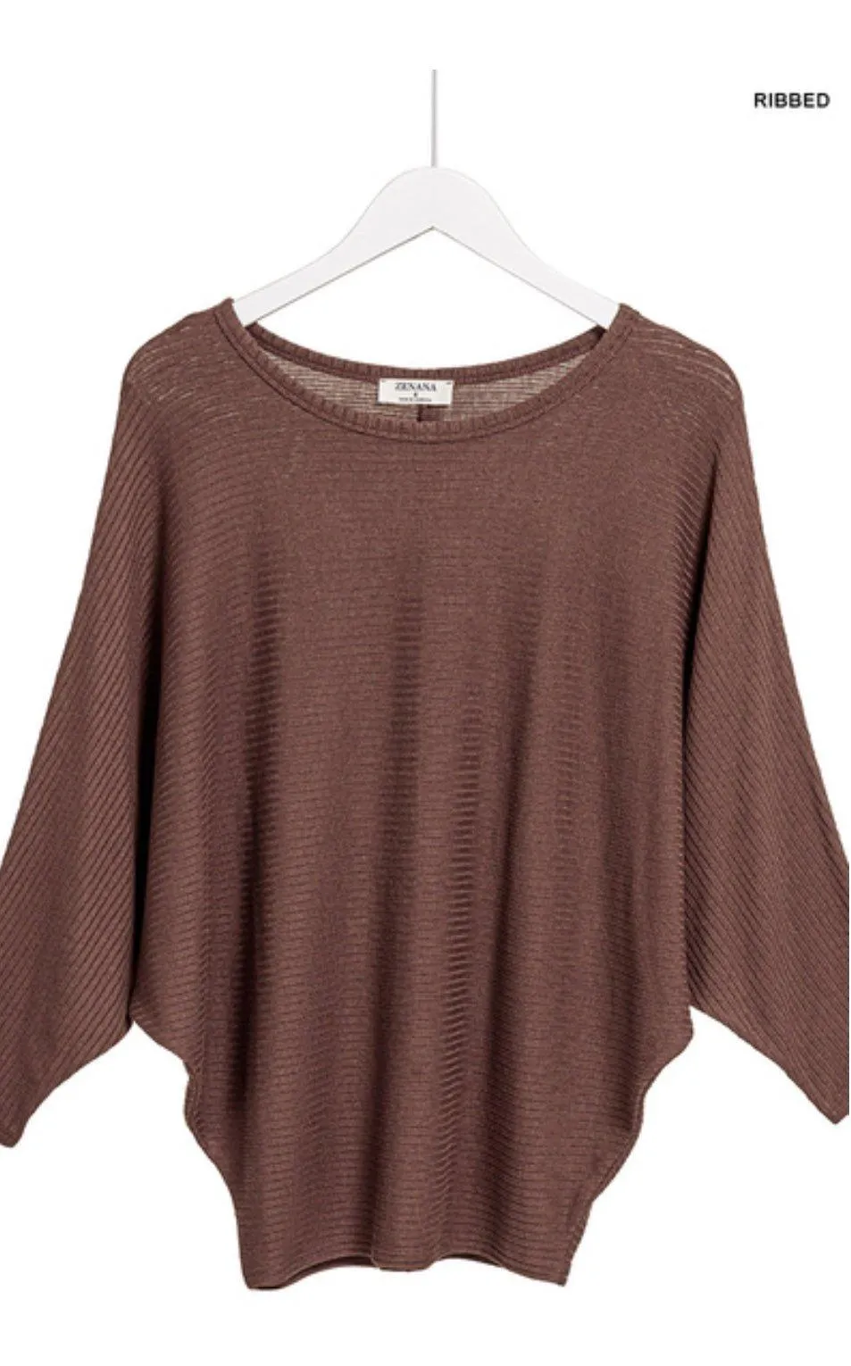 Zenana Plus Batwing Sleeve Knit Top